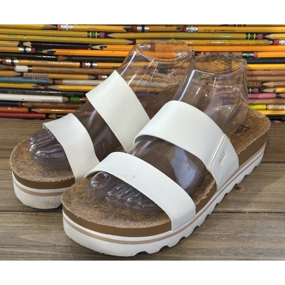 Reef Cushion Vista Hi Platform Sandals Women 9 White Excellent